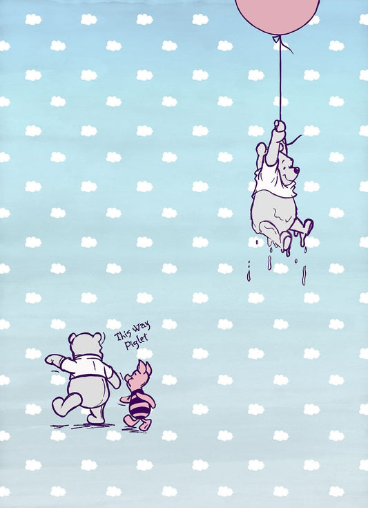 Winnie The Pooh Blue Nursery Photo Wallpaper Disney