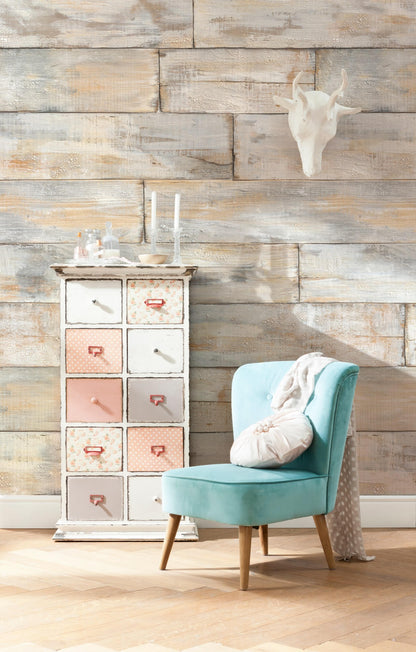 Shabby Chic Vintage Wood Imitation Non-Woven Wall Mural  (W x H) 368cm x 248cm (144" x 98")