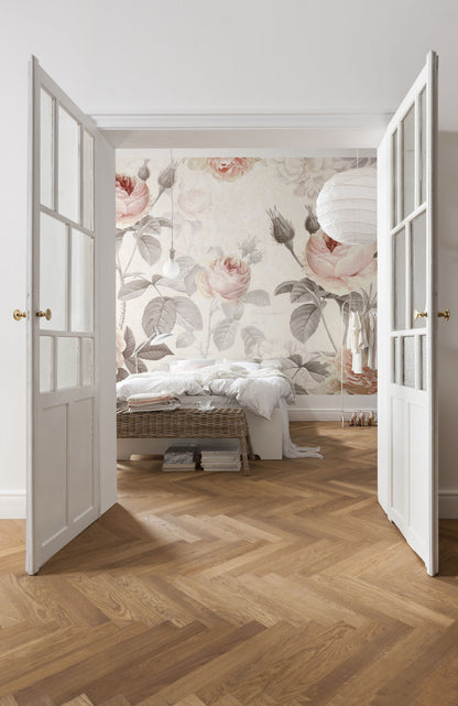 Floral Design Light Pink Floral Non-Woven Wall Mural  (W x H) 368cm x 248cm (144" x 98")