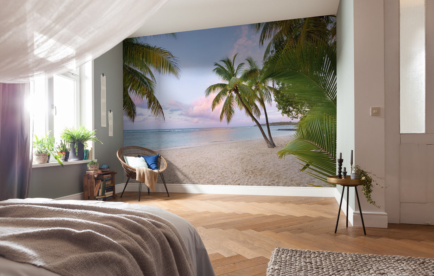 Morning in Paradise Palmy Beach Tropical Scenery Non-Woven Wall Mural  (W x H) 368cm x 248cm (144" x 98")