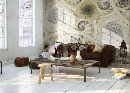 Yellow Spirals and Swirls  Photo Wallpaper Nice Wall