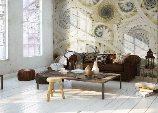 Yellow Spirals and Swirls  Photo Wallpaper Nice Wall