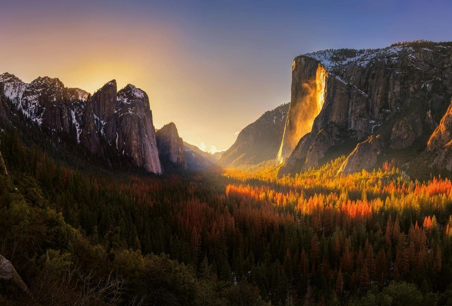 Sunrise in a Mountain Valley Yosemite National Park Wallpaper Mural Idealdecor